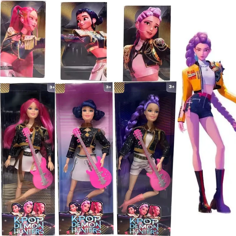 

2026 Anime K pop Demon Hunters Action Figure Doll with Theme Song Colorful Lights Rumi Mira Zoey Character Girls Christmas Gift