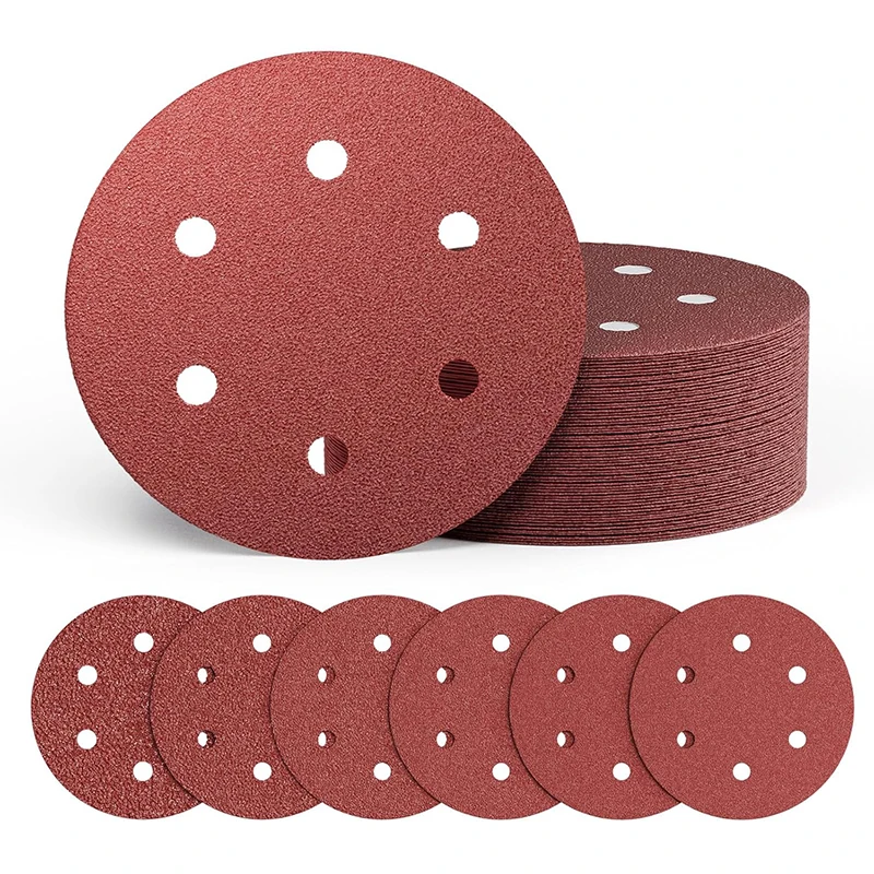 5-45 Pcs 6 Hole 150mm Sandpaper Woodworking Metal wood jade Grinding Disc Abrasive Polishing Tool 40-2000 Grit Sanding Discs