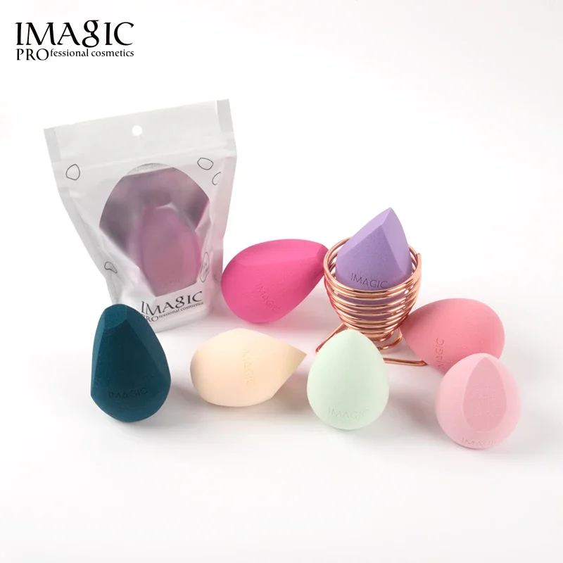 IMAGIC-cojín de maquillaje, esponja suave para base en polvo, herramienta cosmética de doble uso en seco y húmedo, colorido