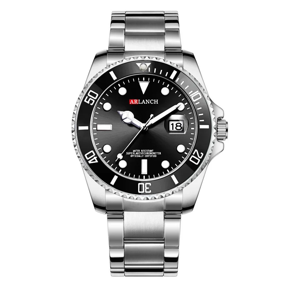 Montre à quartz submariner vert de luxe pour hommes - Style intemporel rencontre la fonction