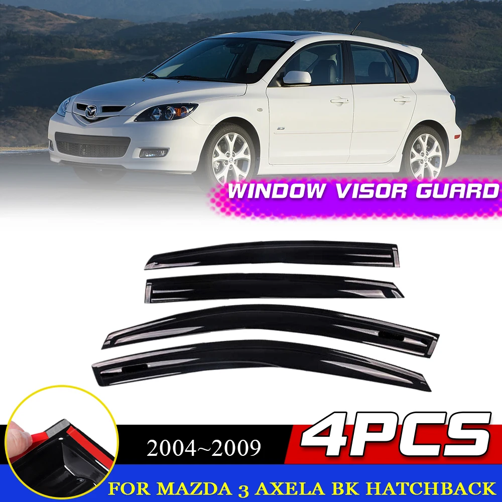 Car Windows Door Visor for Mazda 3 Axela BK Hatchback 2004~2009 Awnings Sun Rain Eyebrow Smoke Deflector Guard Cover Accessories