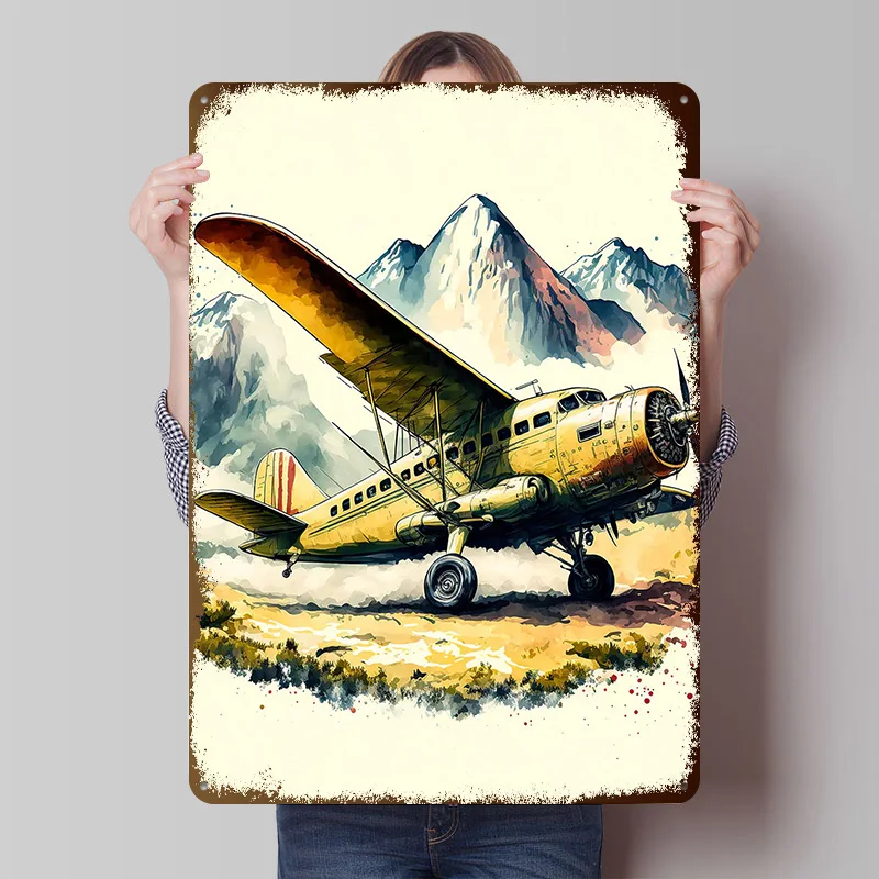 War Plane Printed Poster Customized Retro Wall Art Vintage Metal Tin Signs for Home Interior Decoration Living Room Accessories