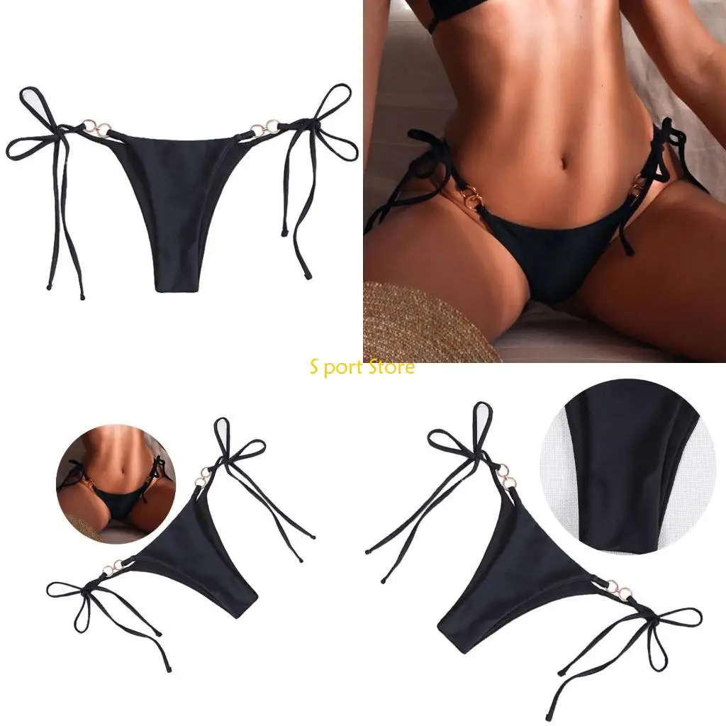 

U2JB женский купальник с завязками по бокам, плавки с низкой талией, плавки с высоким вырезом, шорты для плавания, однотонные