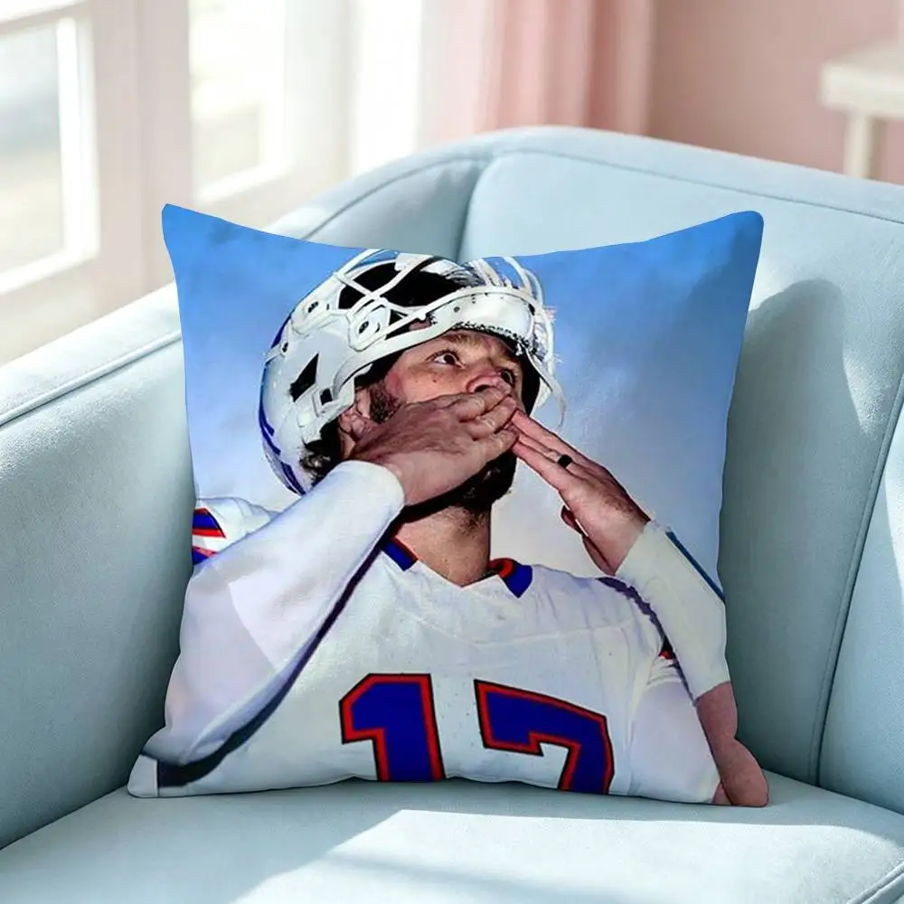 American football Josh A-Allen Square Double-Sided printed Pillow Case Bedroom Bedside Pillow Sofa Cushion Cover