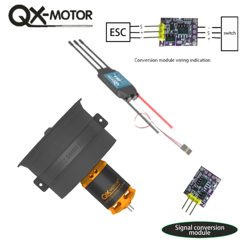 QX-MFLU 64 мм QF2822-21000KV бесщеточный двигатель + электрическое управление 60 А + модуль преобразования + переключатель, силовой вентилятор в сборе