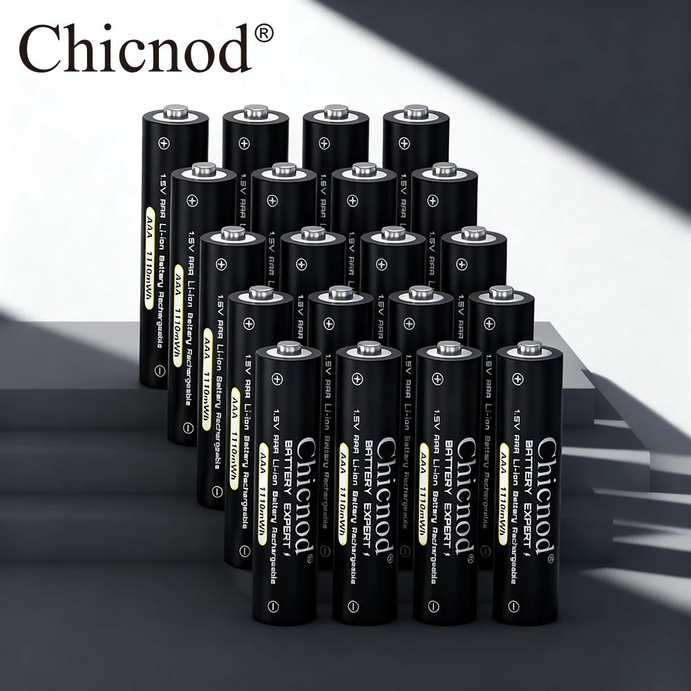 

CHICNOD Rechargeable Battery 1.5V AAA 1100mWh Lithium-ion Rechargeable Batteries for Camera Remote Control Mouse Clock Smart Doo