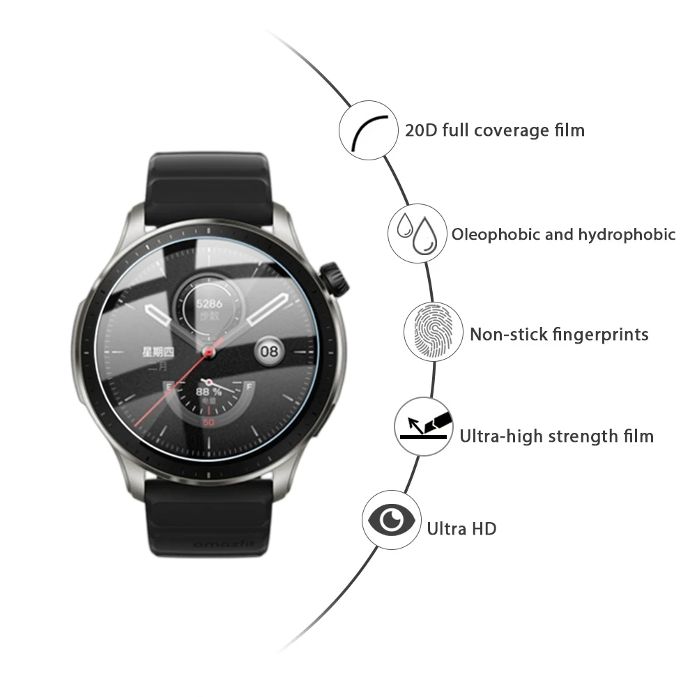 Tempered Glass For Amazfit GTR 4 Smartwatch Screen Protector Anti-scratch Film For Amazfit GTR 4 GTR 47MM 42MM Protective Glass