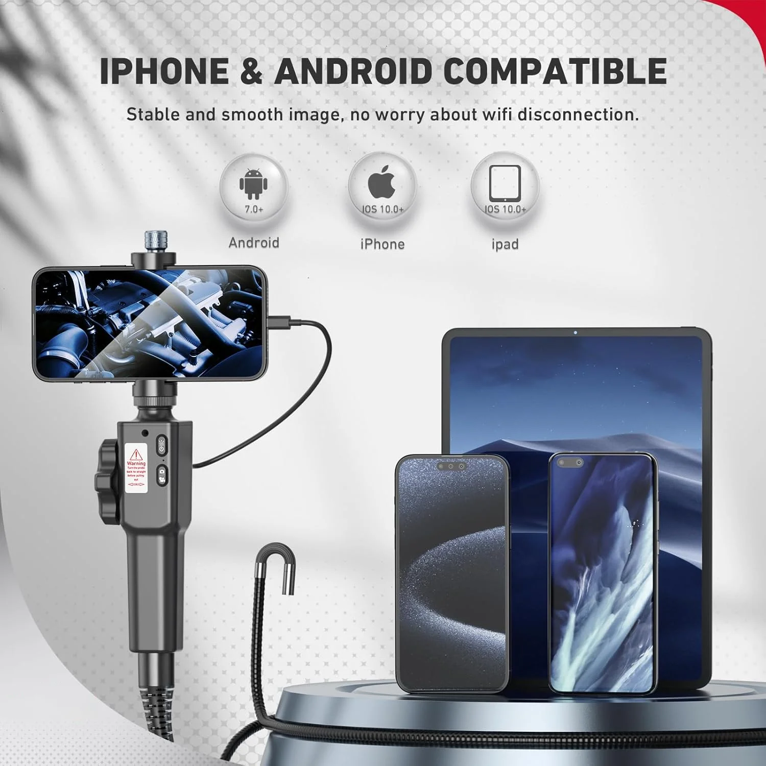 Industrial Articulated Automotive Boroscope Rotary Video Endoscope Endoscopic Inspection Oscilloscope Camera Plumbing Tools 360°