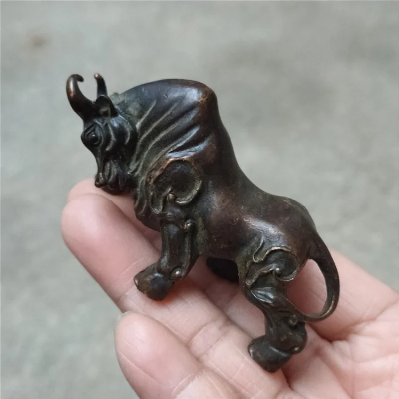 Supply Antique Miscellaneous Solid Copper Bullfighting Tea Ornaments Ornaments Chinese Zodiac Cow Small Ornaments