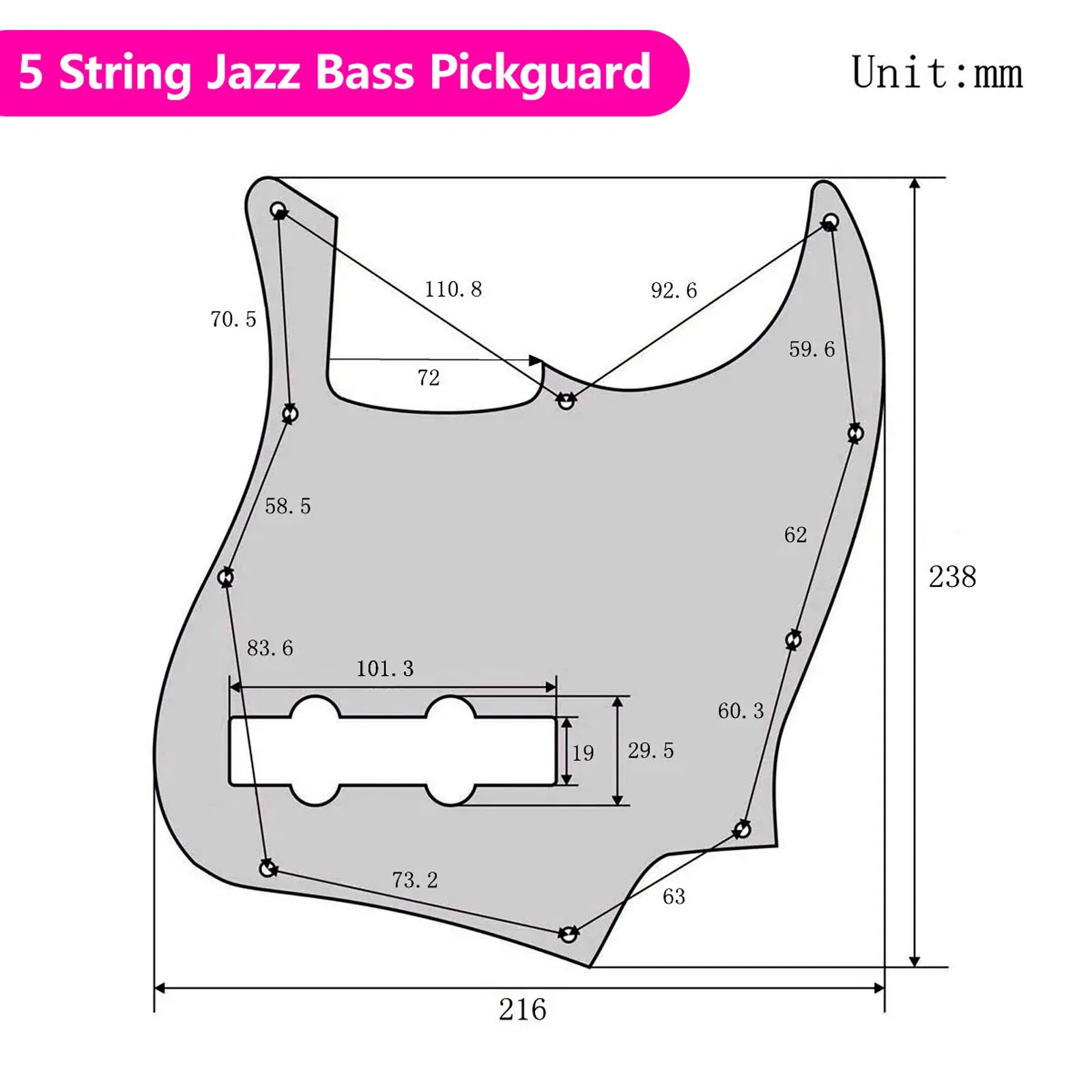 5 String Bass Pickguard 10 Hole Scratch Plate Guitar Body Guard Replacement Panel for Electric Jazz Bass Parts Accessories - view 5