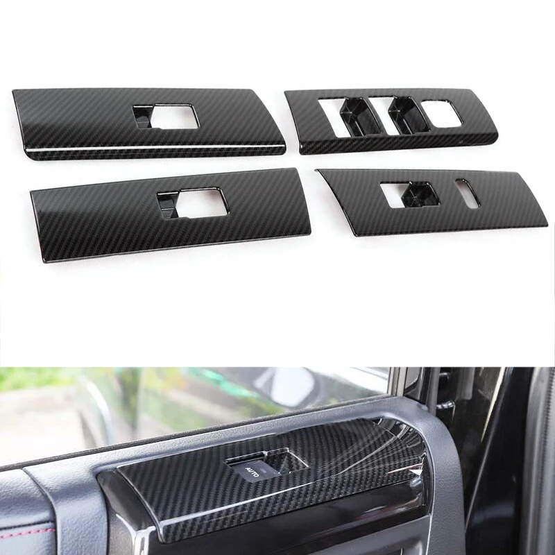 

1 Set Black Carbon Fiber Style Car Interior Window Lift Switch Panel Cover Trim Fit for Toyota 4Runner SUV 2010-2018 2019 ABS