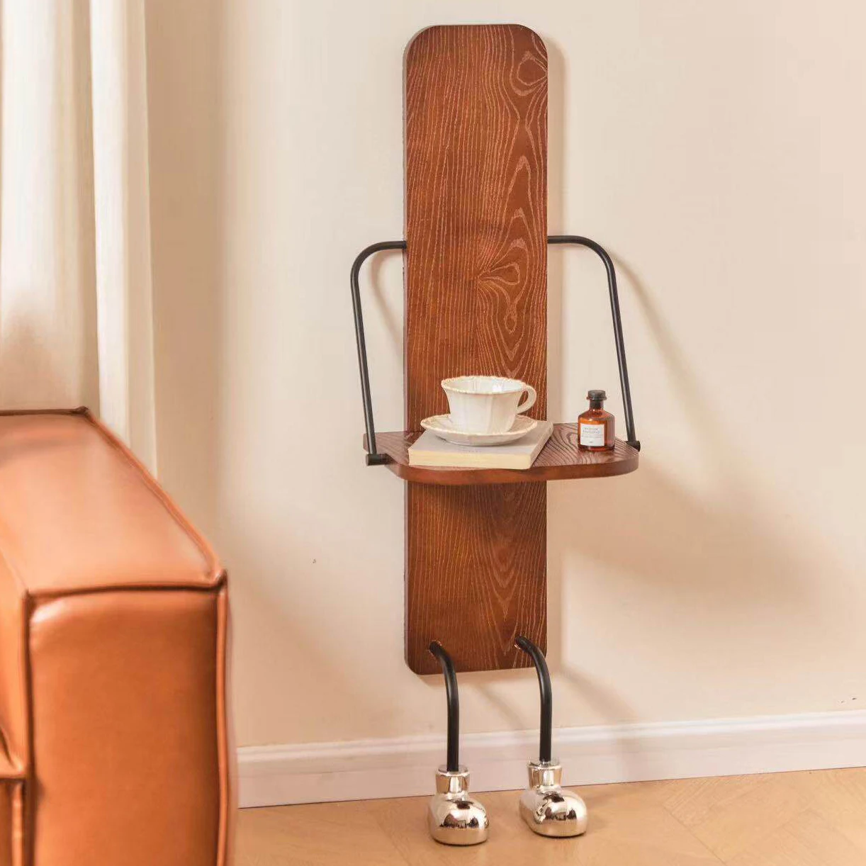 Custom Medieval-style Cute Waiters Storage Rack Vintage Creative Solid-wood Wall-mounted Bedside Cabinet Shelf Bedroom Foldable