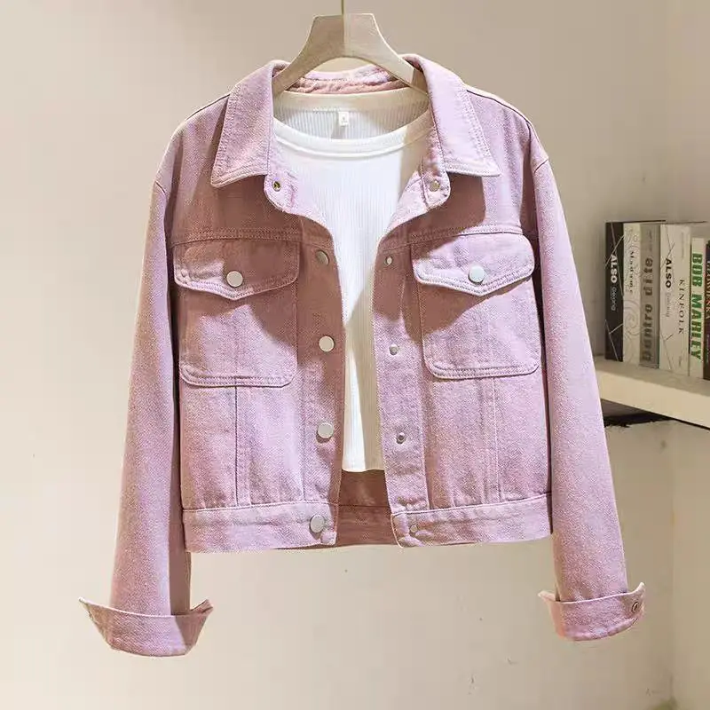 

Женские джинсовые куртки Эмоэстетический комфорт Грубые красочные Уютные Прочные пышные металлические пряжки в клетку Толщина из овечьей шерсти Y2K