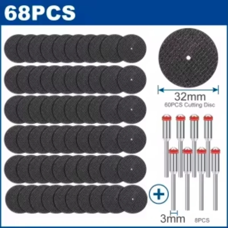 HAMPTON 68-teiliges 32-mm-Schleifscheiben-Set mit 3,0-mm-Mandrel, Schleifscheiben für Dremel-Rotationswerkzeug, Sägeblatt, Metallschleifscheibe – Detail 4