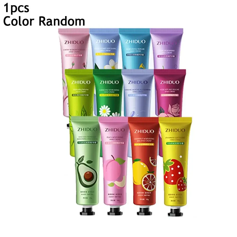 1pc Hand creme mit Blumen duft Anti Chapping Pflanzen essenz Pflege feuchtigkeit spendende Hand creme Hand Winter pflege Farbe zufällig 30g