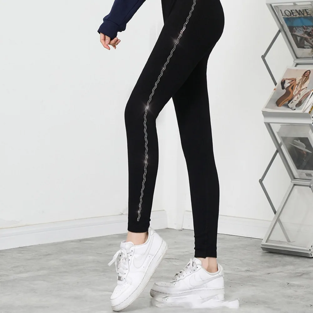 Bright Drill Glitter Leggings Super Elastic High Waist Leisure Glitter Pant Harem Pants Thicken Diamonds Glitter Pants