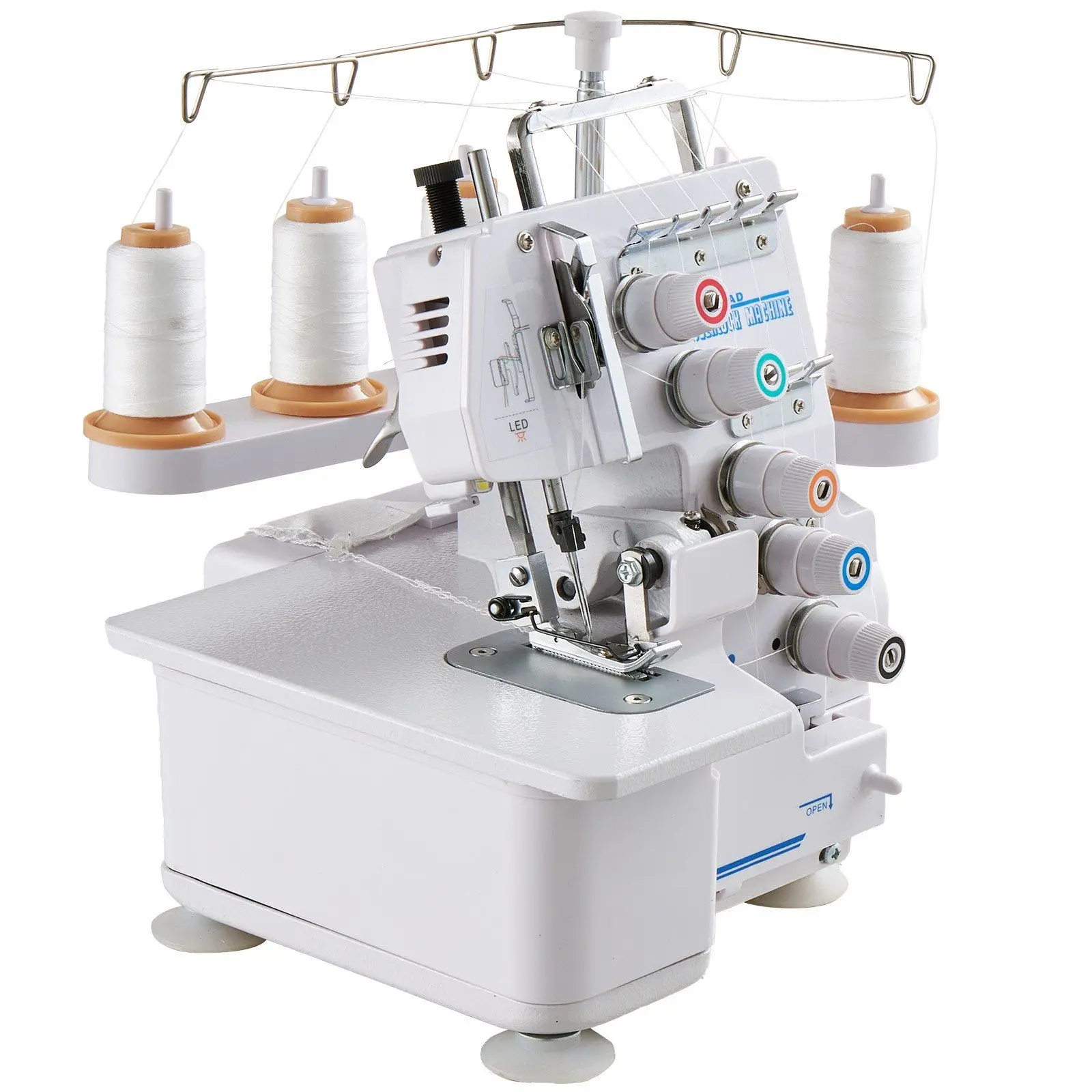 1250 Stitches Per Minute Overlocker Sewing Machine LED Light Strong Suction Feet 2-3-5 Thread Capability for Serger Overlockers