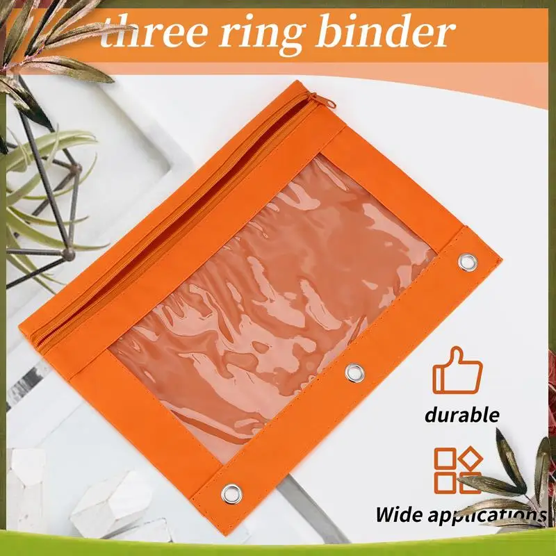 حقيبة أقلام رصاص جديدة مكونة من 6 قطع مع فتحات وأكياس بسحاب 3 حلقات مع نافذة شفافة (6 ألوان)