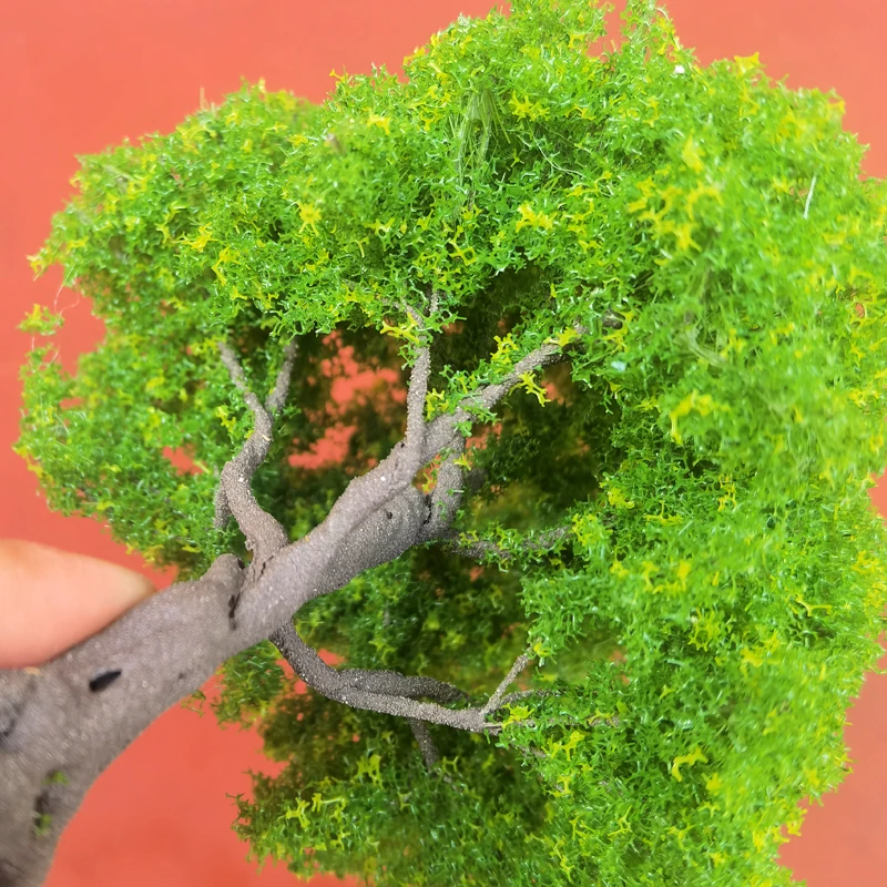 Modelo de árbol de primavera, 10/15/23cm, luz verde amarilla, alambre hecho a mano, modelo de árbol a escala fina, diseño de tren ferroviario