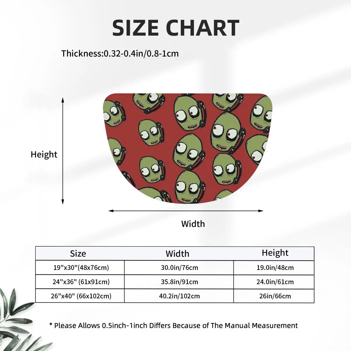 David Firth Salad Fingers Y2K Horror Cartoon Graphic Flannel Half Round Doormat Non Slip Bathroom Mat Absorbent Floor Carpet