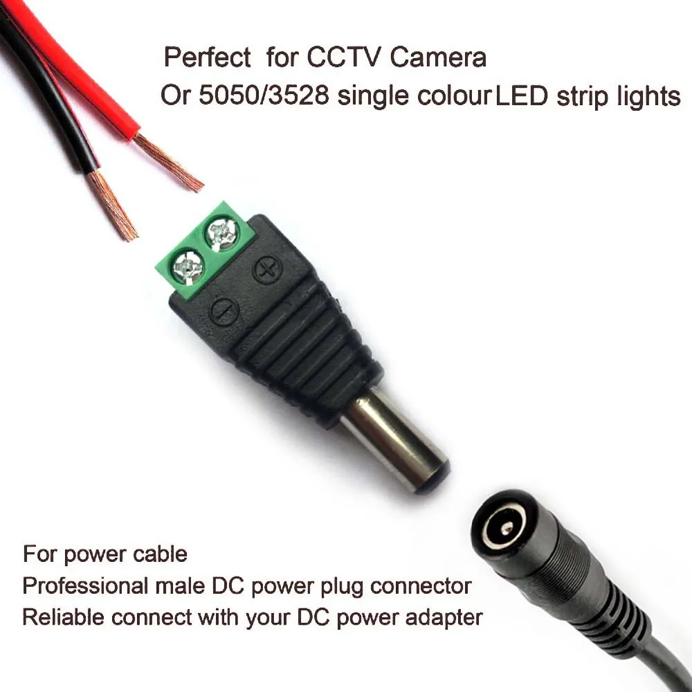 Разъем питания постоянного тока 12 В, штекер, гнездо 2,1*5,5 мм, Разъемы Адаптера, разъемы для одноцветного светодиодного светильник, камеры видеонаблюдения, маршрутизатора