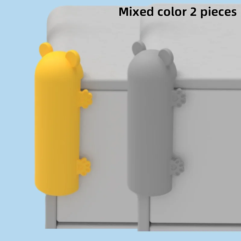 The new silicone crash-proof cartoon bear can be cut table corner protectors to protect children's safe color mixing 2-piece set