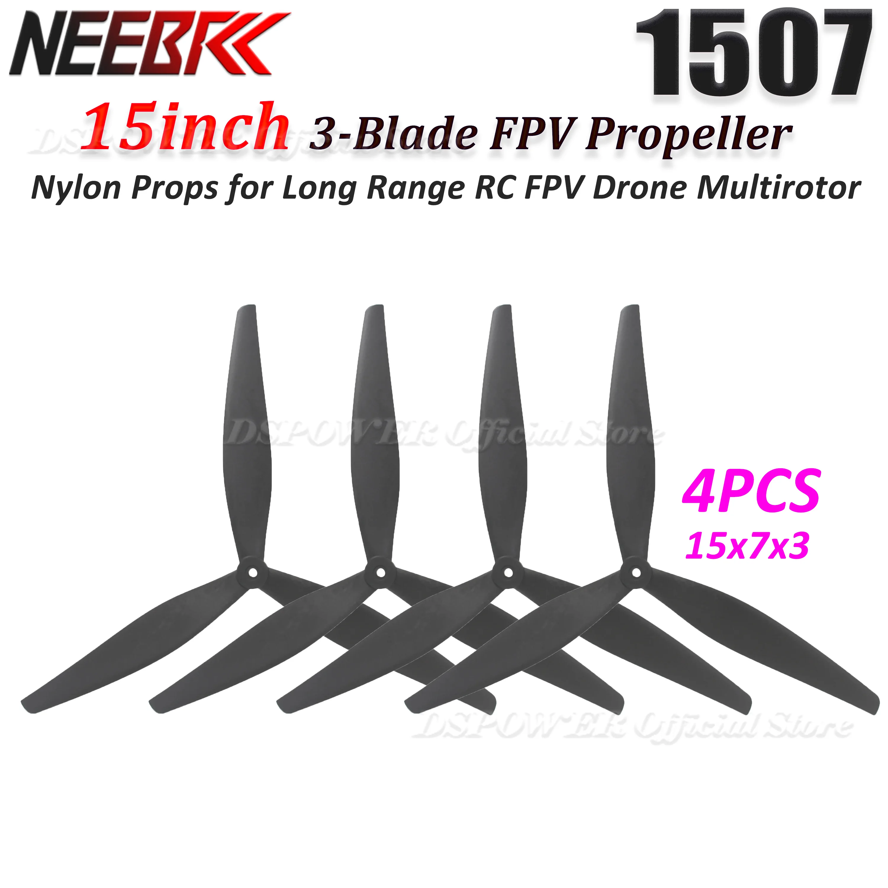 NEEBRC 1507 15inch 3-Blade Nylon Propeller 15x7x3 for 4218 Motor Long Range RC Freestyle FPV Drone Cinelifter Multirotor Parts - view 2