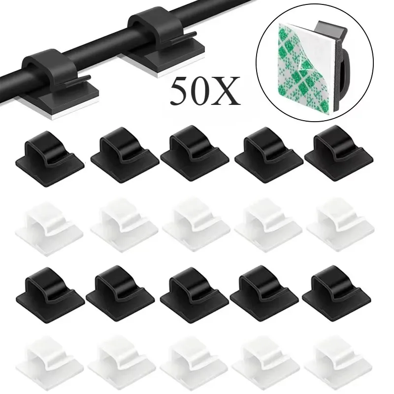 10/50/100pcs Charging Data Cable Network Cable End Clamp Power Cable Fixing Clamp Self-Adhesive Pipe Cable Positioning Clamp