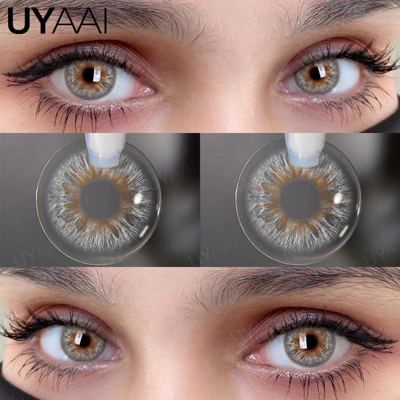 UYAAI-pupilas de colores para ojos, lentes grises naturales de alta calidad, color marrón, con descuento, Envío Gratis