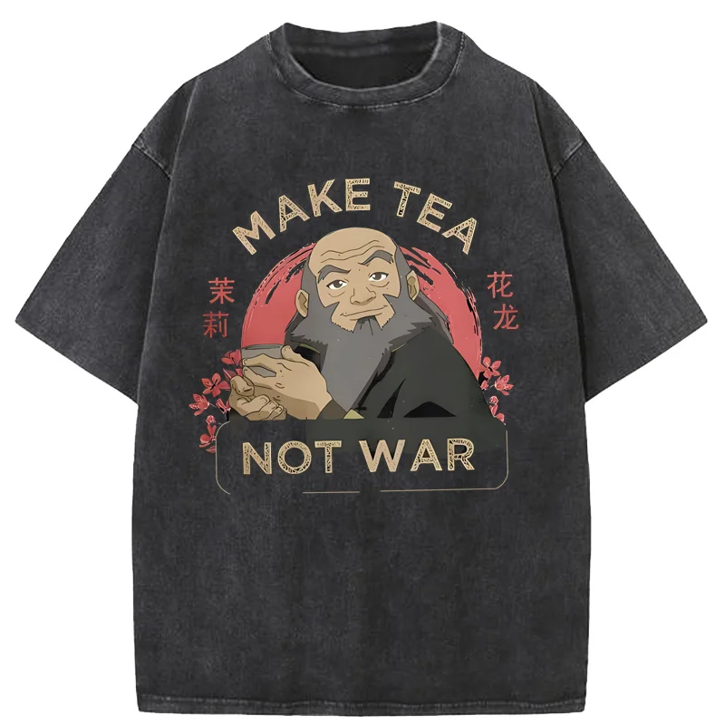 Avatar The Last Airbender Men T Shirt Iroh Make Tea Not War Tees Short Sleeve Oversized T-Shirt 100% Cotton Plus Size Clothes