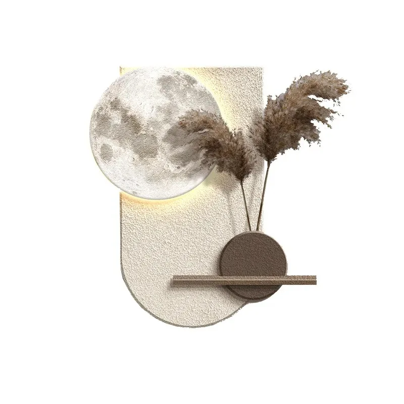 

Wabi-sabi wind restaurant decorative painting advanced three-dimensional sandstone