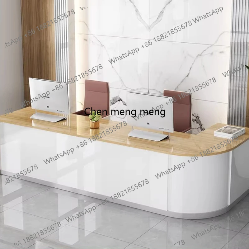 

Luxury Shop Reception Desk Modern Business Hairdresser Reception Desk Elegant Office Curved Comptoir Caisse Corner Furniture