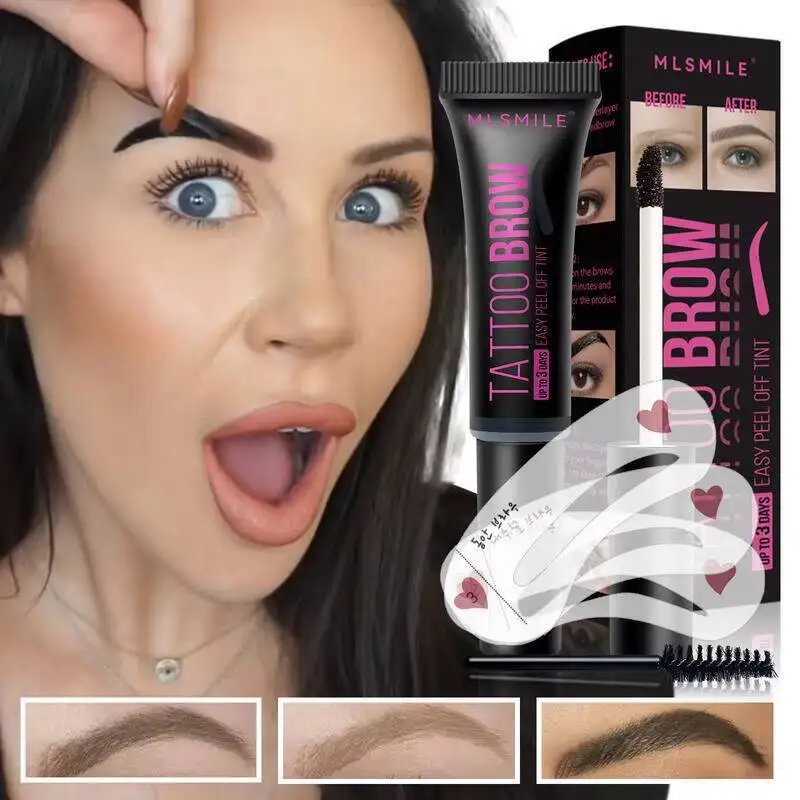 MLSMILE Gel despegable de larga duración, a prueba de manchas, impermeable, a prueba de sudor, líquido semipermanente para cejas