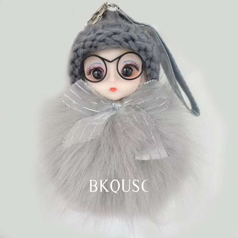 BKQUSC الفاخرة الأزياء فروي الفراء صياد القبعات للمرأة الشتاء في الهواء الطلق الدافئة رمادي سلسلة الأذن حامي أفخم قبعة وشاح مجموعة