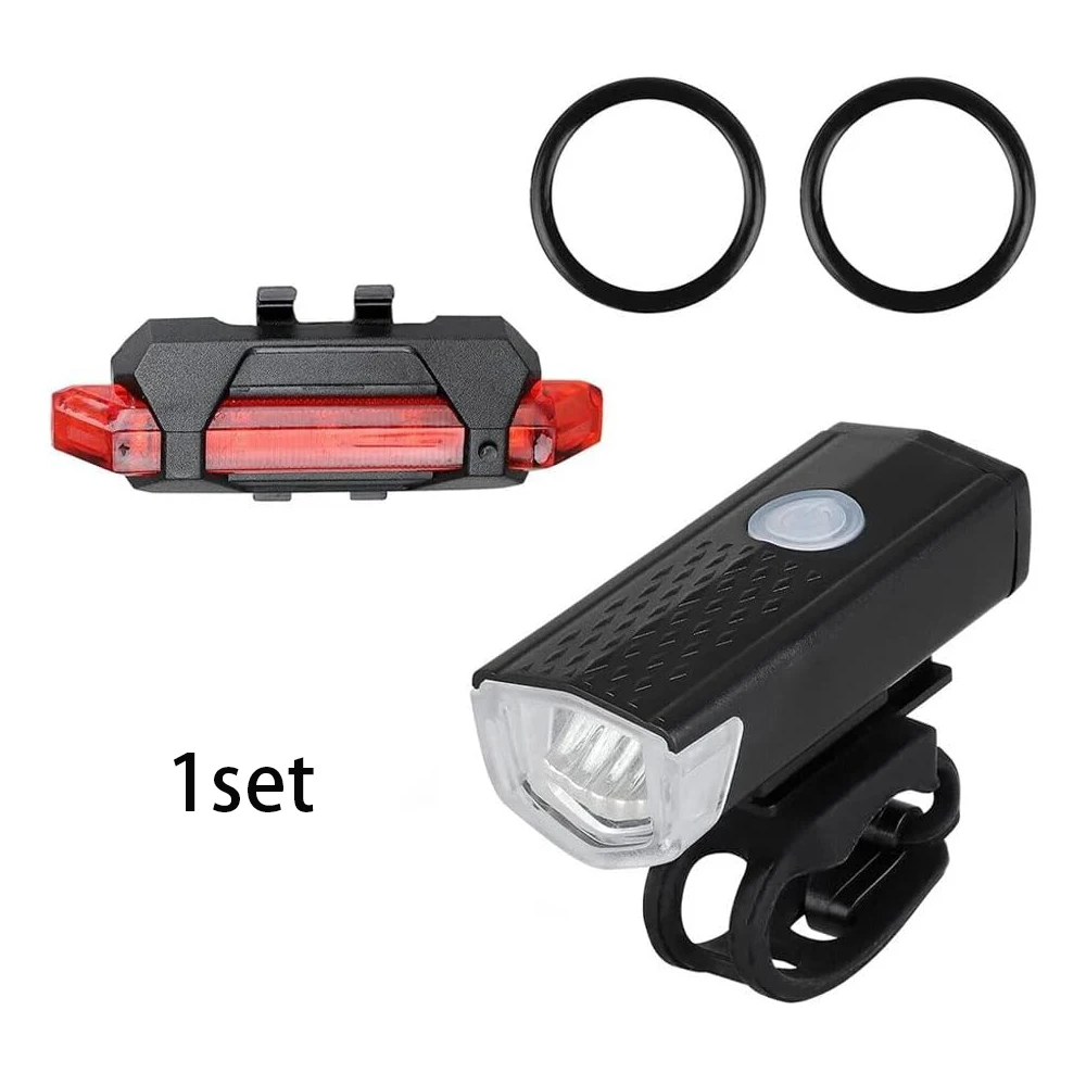 2 Bicycle Light Set Led USB Charging 300 Lumens 3 Modes Bicycle Light Mpb Road Bicycle Headlight and Tail Light Set Flashlight
