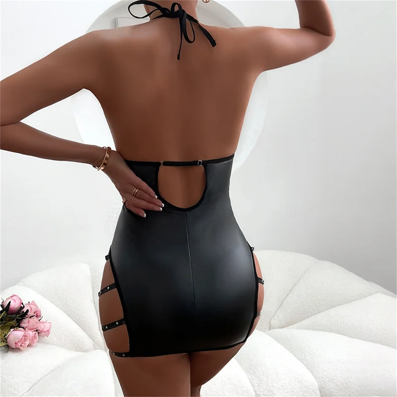 

CHRONSTYLE женское озорное нижнее белье Babydoll с глубоким v-образным вырезом и открытой спиной, ночная рубашка с лямкой на шее для экзотической одежды для сна, ночное белье 2025