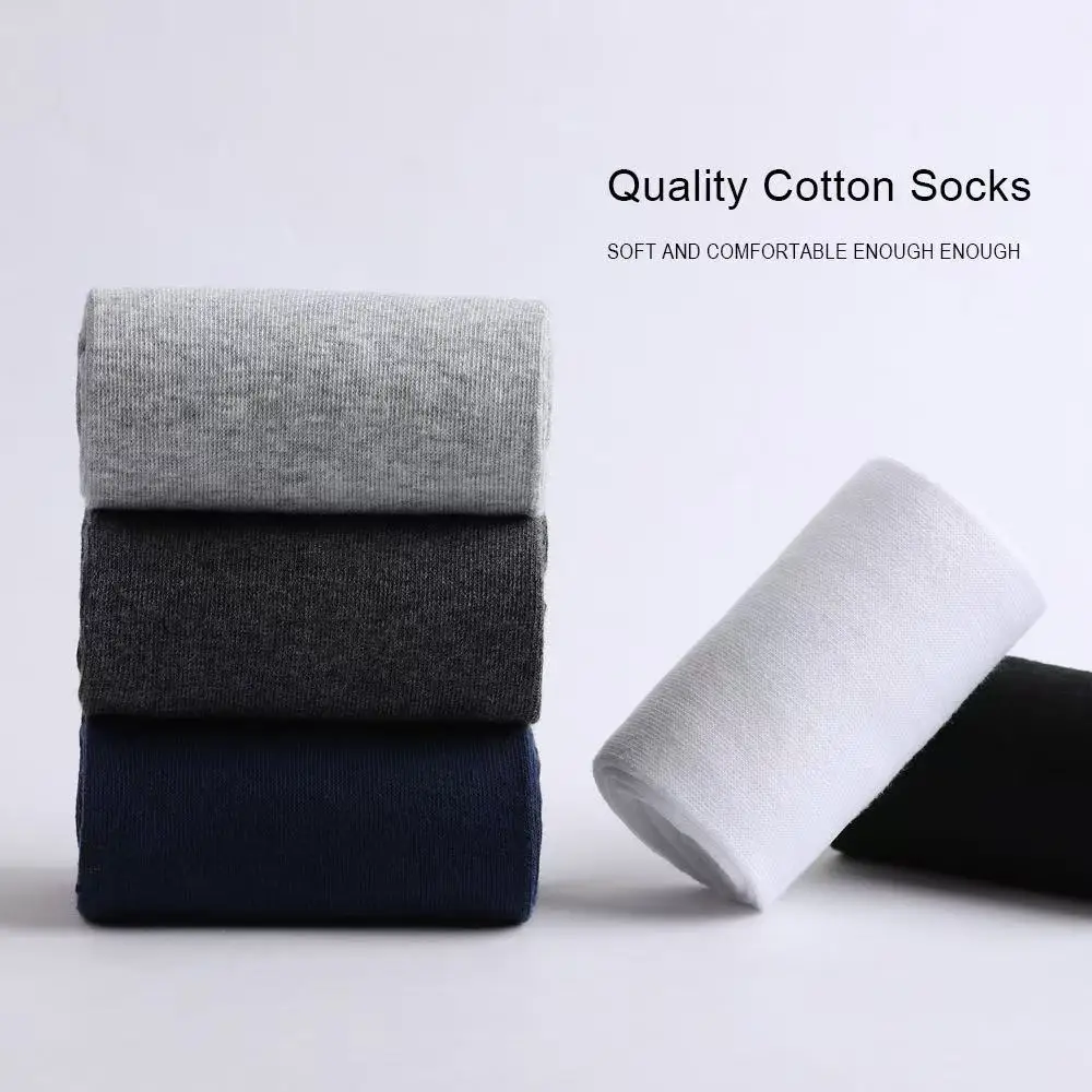 

10Pairs/ Men Cotton Socks Pure Color High Quality Soft Breathable Black White Business Summer Casual Office Men Socks EU39-44