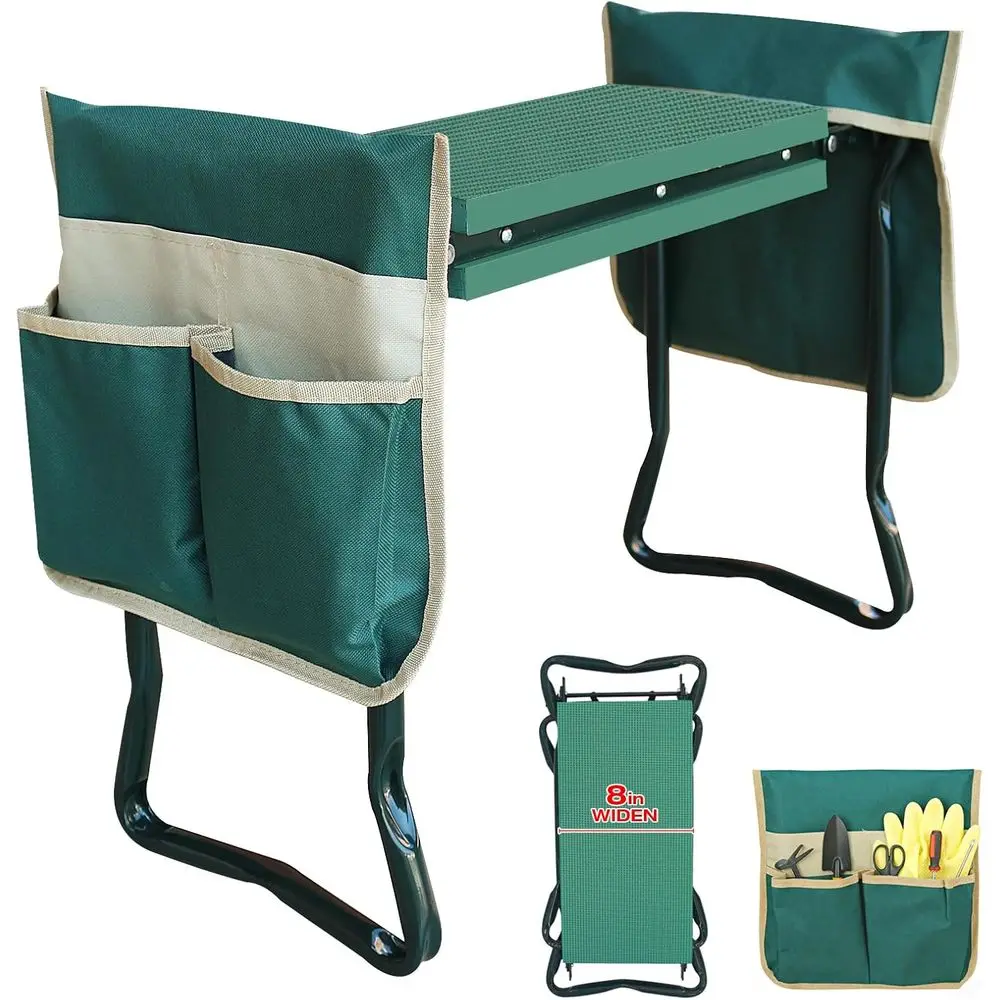 

Heavy-Duty Gardening Kneeler with Wide & Thickened Cushioned Seat, Folding Stool with 2 Pockets for Men & Women, Seniors, Moms &