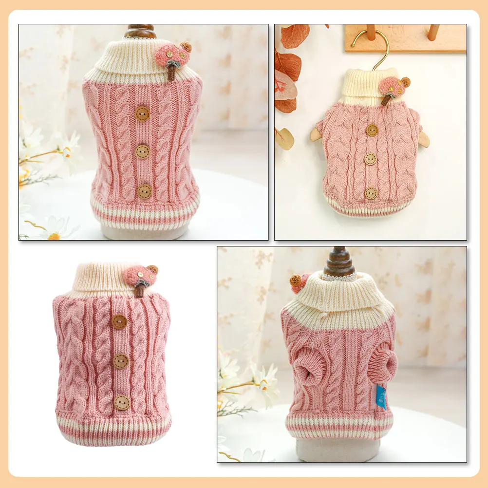 

Pet Warm Sweater Clothing Cat Jacket with Hat Dog Costumes Puppy Clothes Fabric
