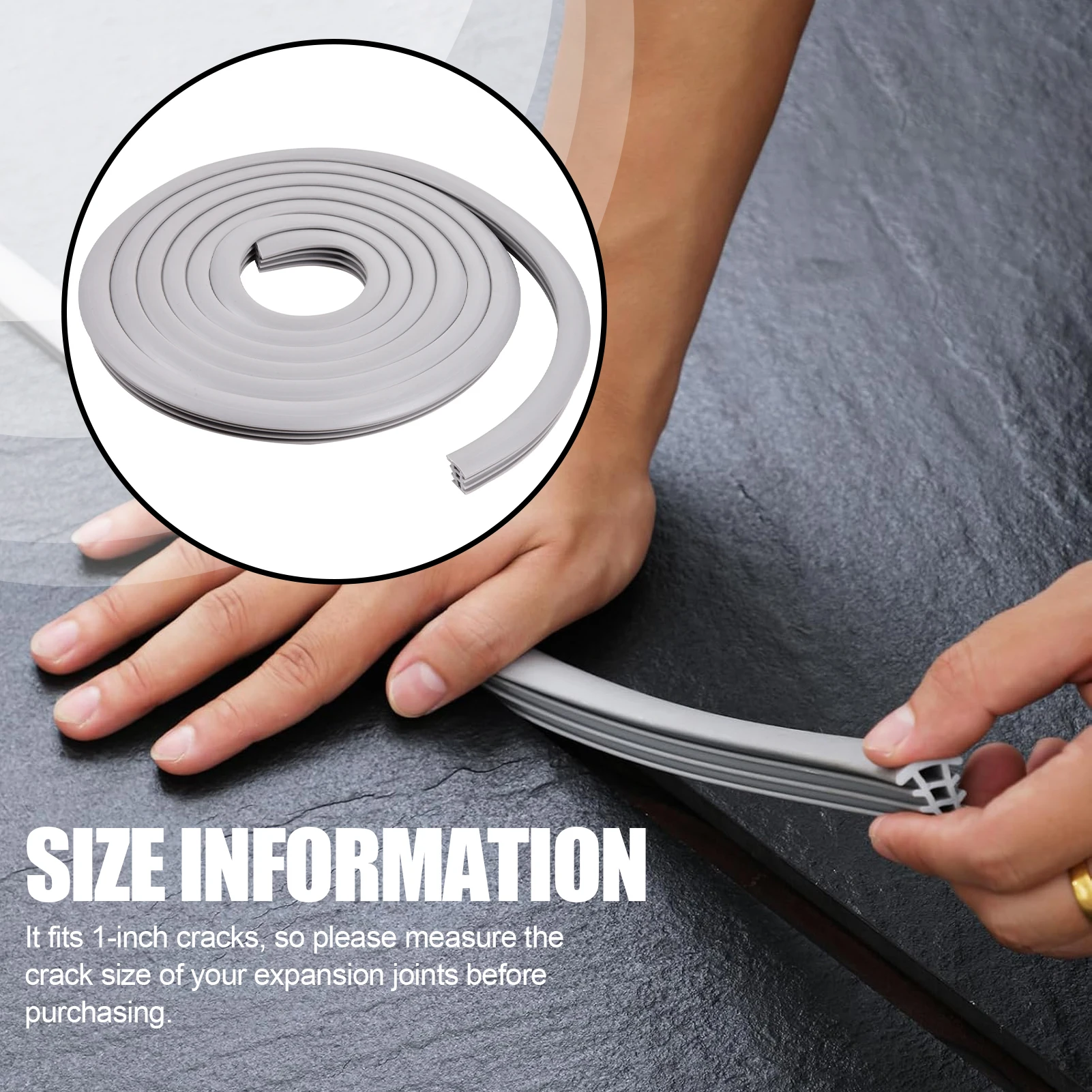 EPDM Rubber Expansion Joint, Flexible Concrete Replacement Strip for Walkways, Driveway Crack Repair Filler
