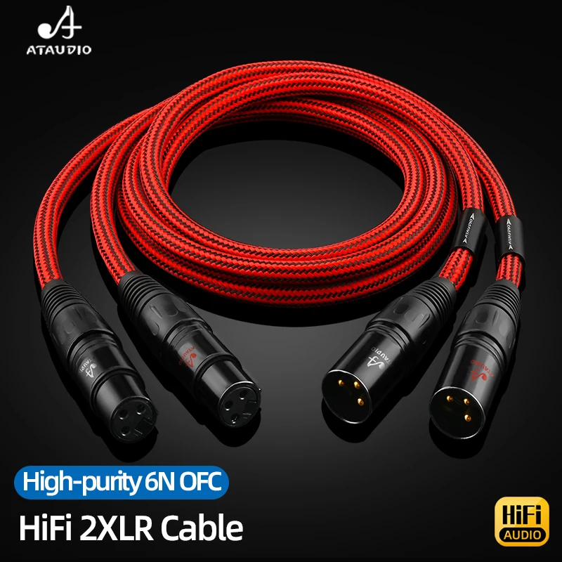 One Pair High Quality HiFi XLR Cable 6N OFC Balanced Male to Female Audio Cable for Microphone And Amplifier