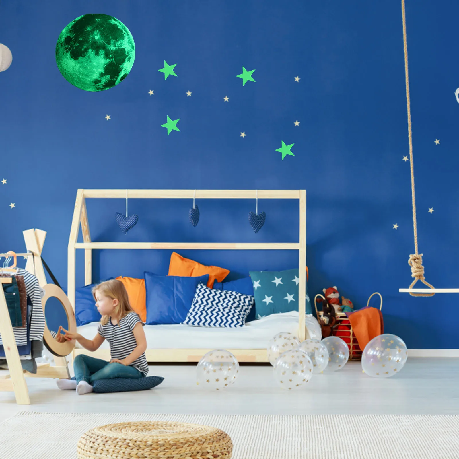 

1Set Night Light PVC Wall Decals Luminous Moon Stars Glow Stickers Ceiling Decorations Bedroom Decor Wall Pastes