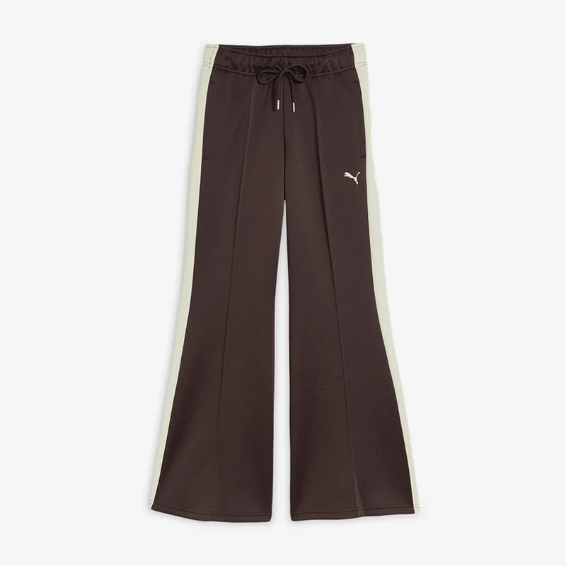 Puma genuine women's brown bell bottom pants with wide legs and lace up animal pattern sneakers 637408-13