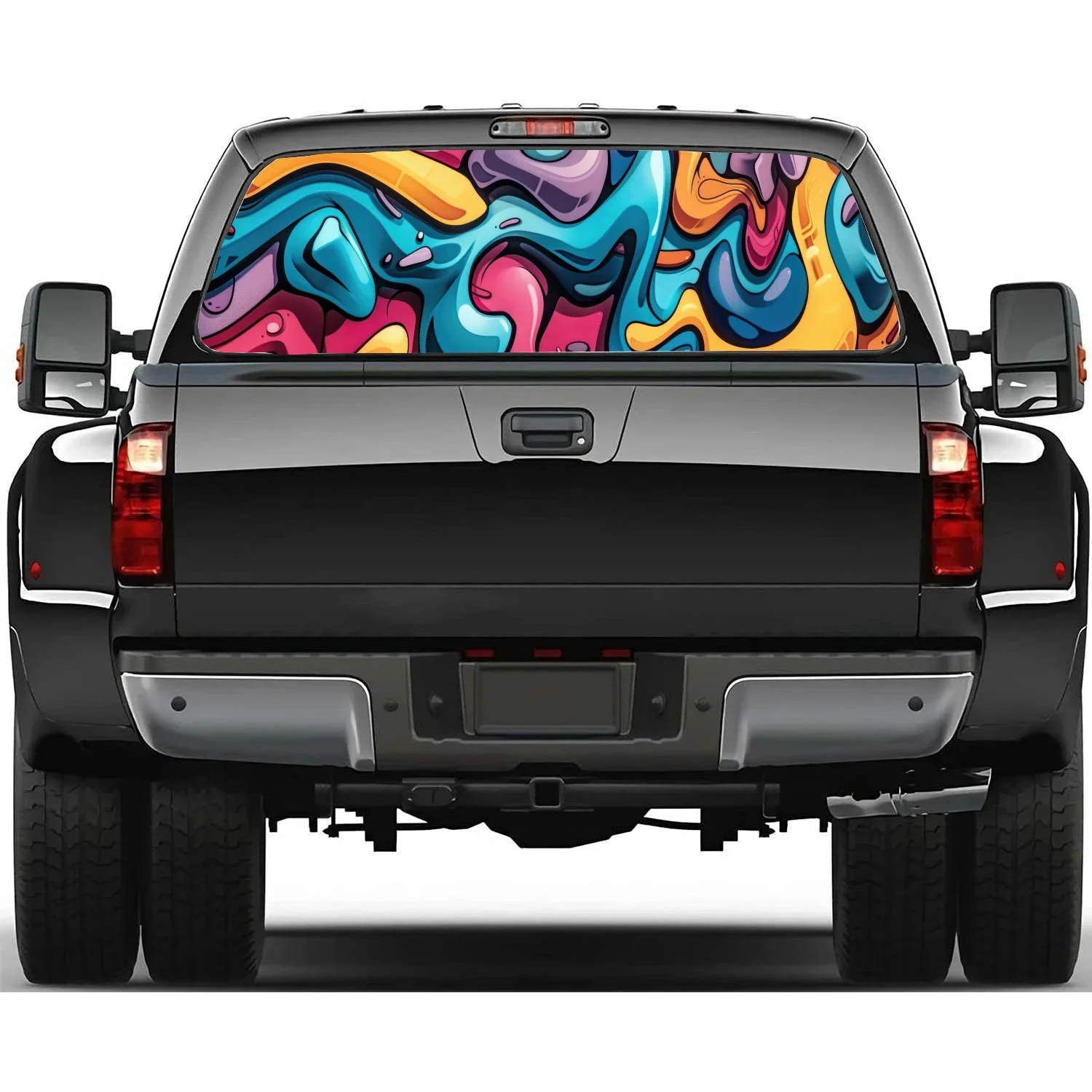

Bold Graffiti Style Car Rear Window Decal Fit Pickup,Truck,Car Universal See Through Perforated Back Windows Vinyl Sticker