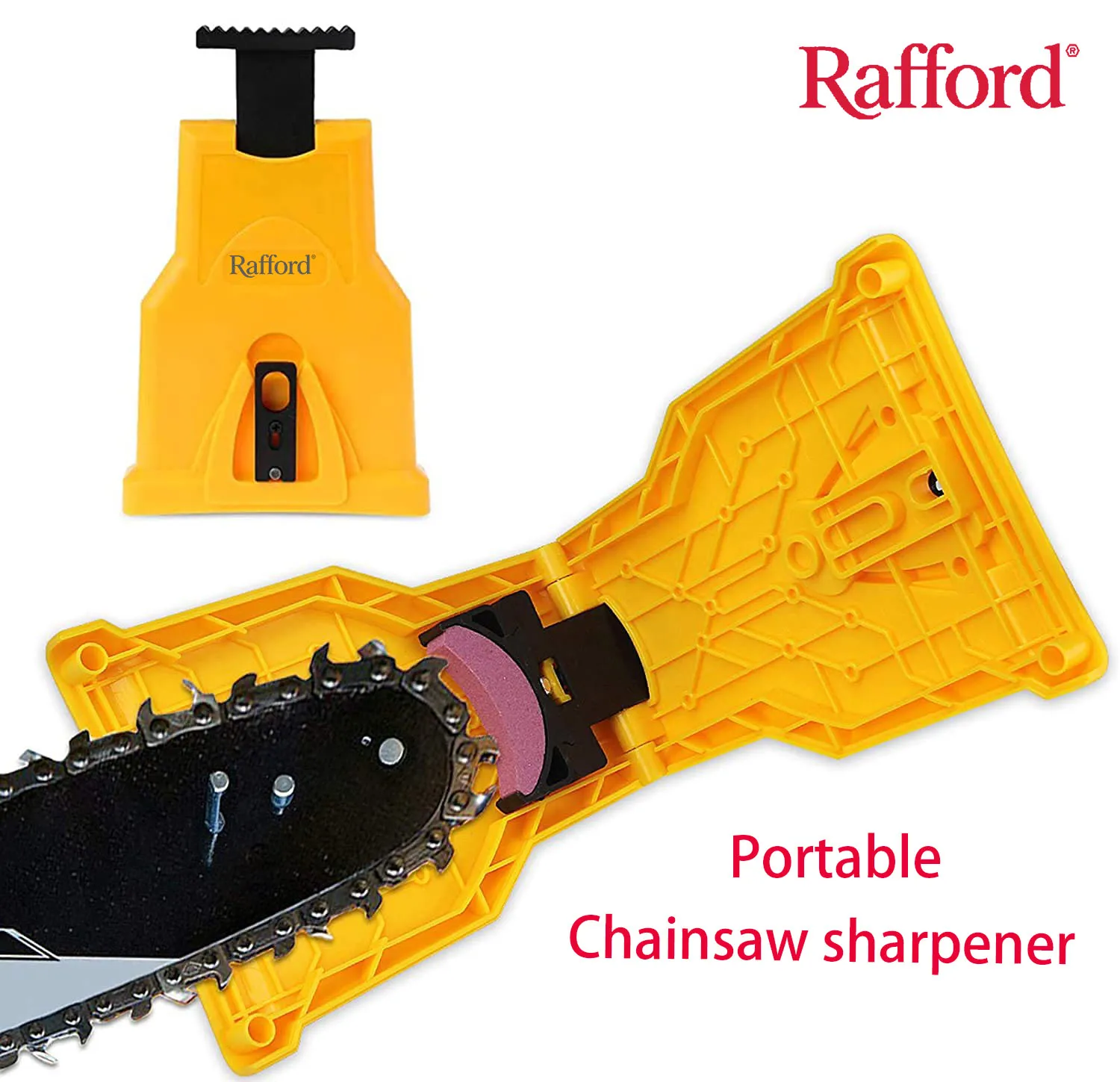 

Rafford Portable Chainsaw Sharpener - Proprietary Bar-Mount Design for Fast Sharpening,Fits 14-20 Inches Two-Hole Chainsaw Bars
