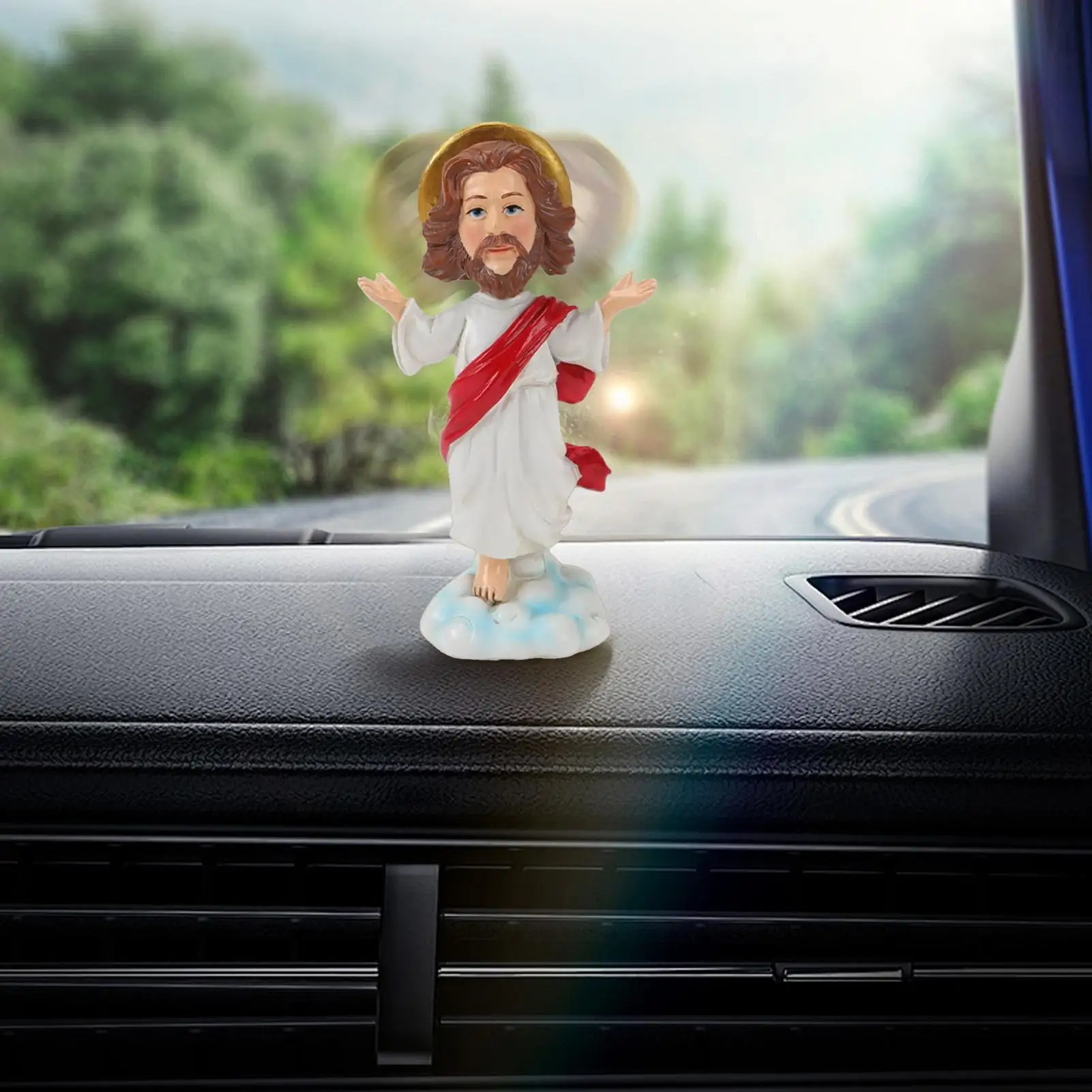 Jesus Bobble Head Ornament Dashboard Resin Religious Statue Bobblehead Decoration Figures Jesus Collection Figurines ornament