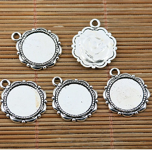 

20pcs 18.4mm INNER SIZE:14mm,hole 2.2mm tibetan silver tone cabochon settings in 18mm EF1569