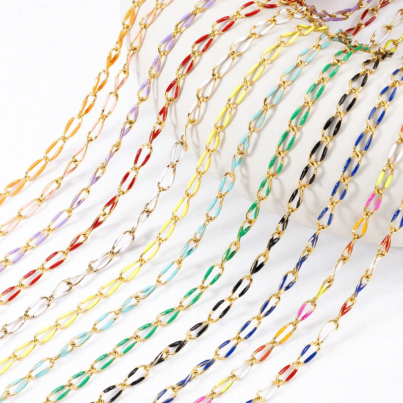 

Stainless Steel Colorful Enamel Lip Chain Roll DIY Jewelry Making Necklaces & Bracelets Handmade Components Bulk