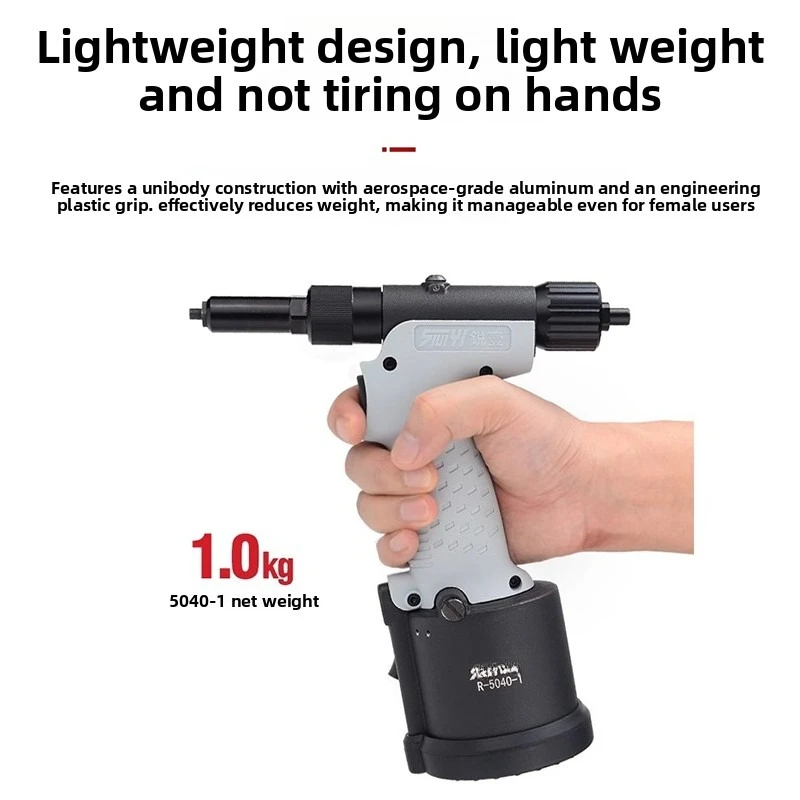 مسدس برشام هوائي صناعي، أداة برشام بوب ذاتية التحميل مع أنف طويل لمسامير الفولاذ المقاوم للصدأ والفولاذ #4