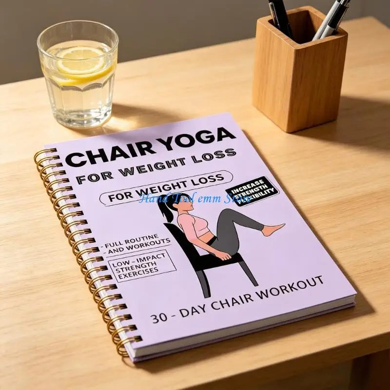 H37F Friendly Spirals Notebook For Womens Chair Yoga Weight Loss Exercise Planner Quality Paper Health Tracking Journal